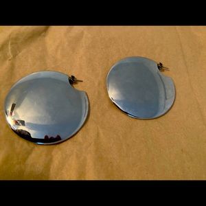 VINTAGE mirrored metallic disc earrings